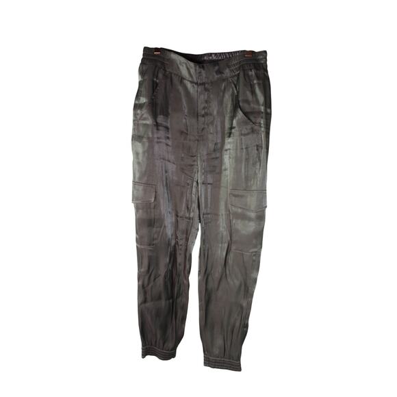 Anthropologie Sheer Satin Joggers Shiny Metallic Holiday XS - Picture 1 of 11